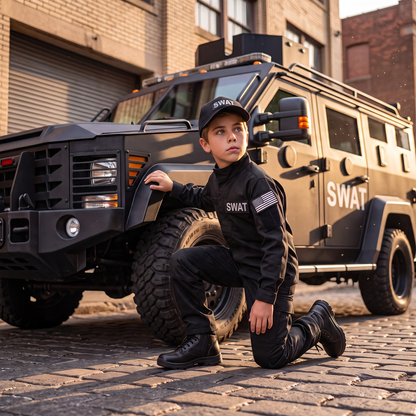 SWAT Youth Black Tactical Uniform 7 PC Combo
