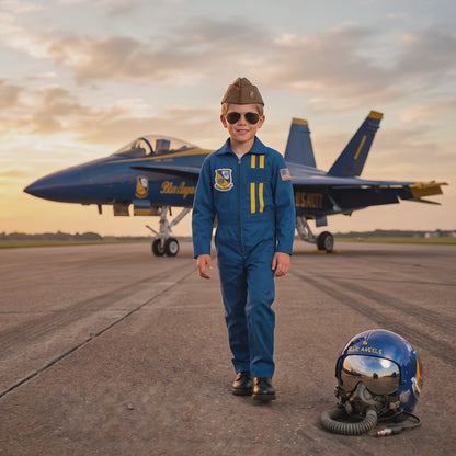 Licensed Blue Angels Youth Flight Suit w Garrison Cap