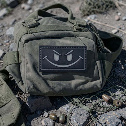 Black and Gray Smiley PVC Patch