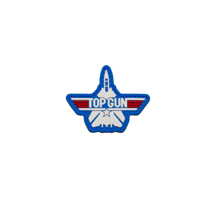 Top Gun F-14 Tomcat Jet Blue PVC Patch with hook and loop backing, ideal for flight suits, featuring classic aviation design.